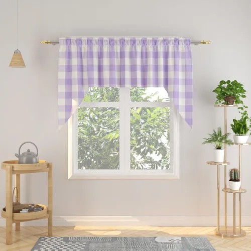 Miniatura 173 de Cenefas de cortina para ventana de 16 pulgadas de largo, 2 paneles de cuadros búfalo, cortinas pequeñas con bolsillo para barra, estilo clásico