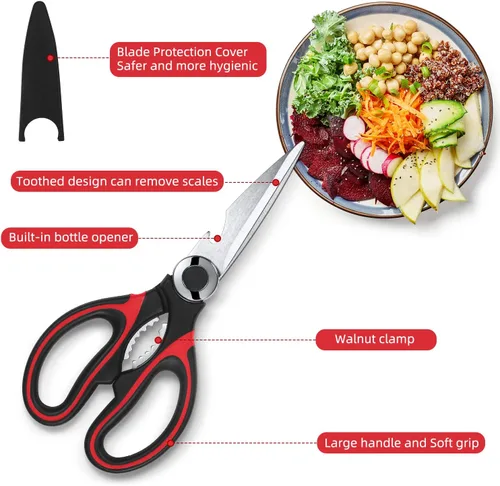 Miniatura 2 de Tijeras de cocina para uso general, 2 unidades, tijeras de cocina resistentes para carne, tijeras de cocina aptas para lavavajillas, tijeras