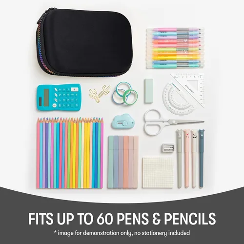 Miniatura 4 de ZIPIT Caja de lápices negra y arco iris para niñas, bonito estuche para la escuela, caja organizadora de papelería de gran capacidad
