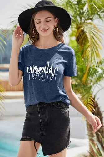 Miniatura 5 de SUPEYA Camiseta de viaje mundial para mujer, bonita camiseta gráfica de tierra, casual, de viaje, para vacaciones, manga corta