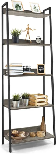 Miniatura 10 de CAPHAUS Estantería de Escalera de 4 Niveles, Estante Independiente de 24 Pulgadas de Ancho, Estantería Librero de Almacenamiento Organizador, Gris