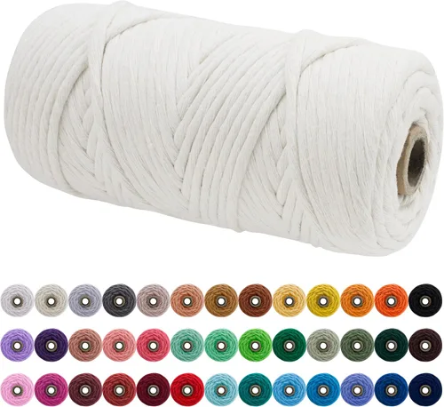 Miniatura 160 de JeogYong Cordón de macramé de un solo hilo 2mm x 164 yardas (492 pies) Cuerda de algodón suave, hilo de macramé 2 mm, suministros de macramé