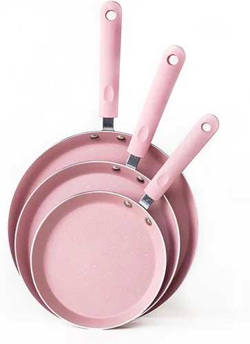 JUSTUP Juego de sartenes antiadherentes, juego de 3 ollas y sartenes antiadherentes, juegos de utensilios de cocina rosa con revestimiento