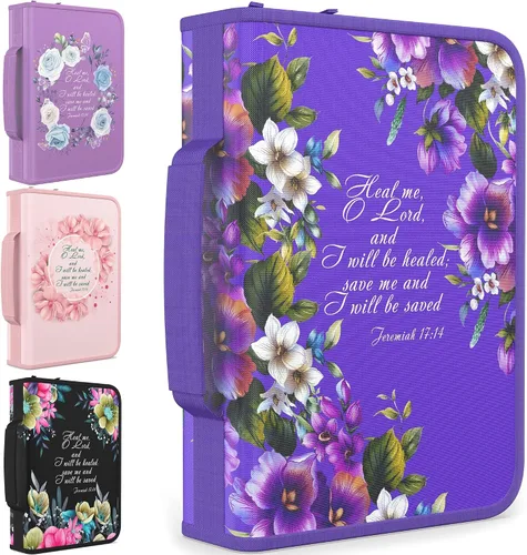 Miniatura 9 de DEHITE Funda para la Biblia para mujer, fundas de tela prémium para la Biblia para niñas, bolsa de transporte para mujer, ranuras para bolígrafos