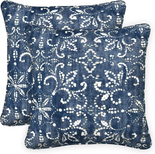 Honeycomb Juego de fundas de almohada cuadradas para exteriores, 18 pulgadas de ancho x 18 pulgadas de largo, fundas color índigo bohemio