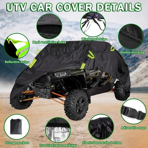 Miniatura 2 de UTV Cover for CFMoto UForce 800 2014-2020, Heavy Duty All Weather Side by Side SXS Storage Cover Outdoor Rain Sun Dust Protection with Straps