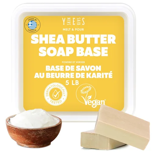 Skin Said Yes Base de jabón de manteca de karité de 5 libras | Fabricado en Grecia | Sin aceite de palma, base de jabón orgánica para derretir y