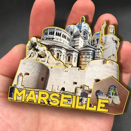 Miniatura 4 de Imán de madera de Marsella de Francia 3D para nevera, recuerdos coleccionables, decoración hecha a mano, artesanías 2