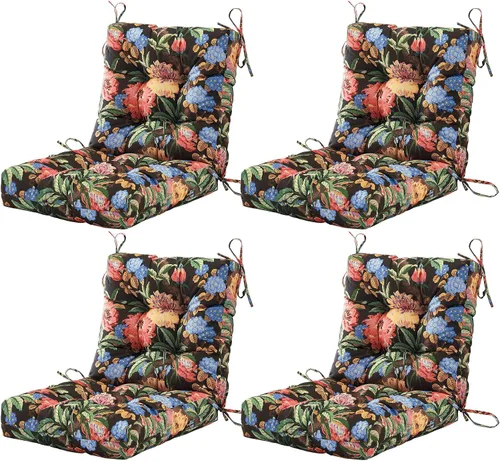 Miniatura 39 de BLISSWALK Cojines para sillas de exterior, 40 x 20 x 4 pulgadas, cojín de mimbre grueso con respaldo bajo y lazos para muebles de patio, floral