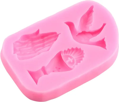 Miniatura 7 de Mujiang Molde de silicona de comunión para fondant de paloma, molde de caramelo con manos rezando para decoración de pasteles, pasta de goma
