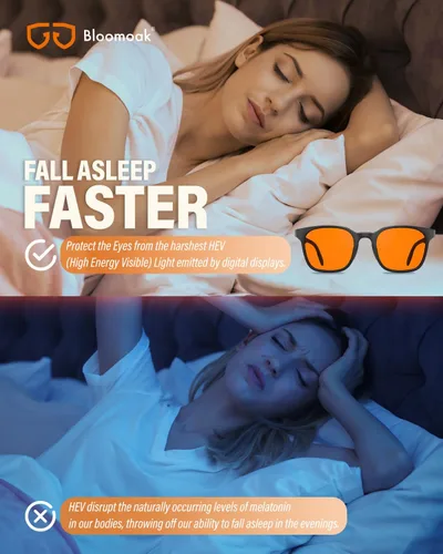 Miniatura 2 de Bloomoak - Gafas de bloqueo de luz verde azul-Gafas para dormir, antirreflejos, antifatiga, adecuadas para pantallas, computadoras, televisores