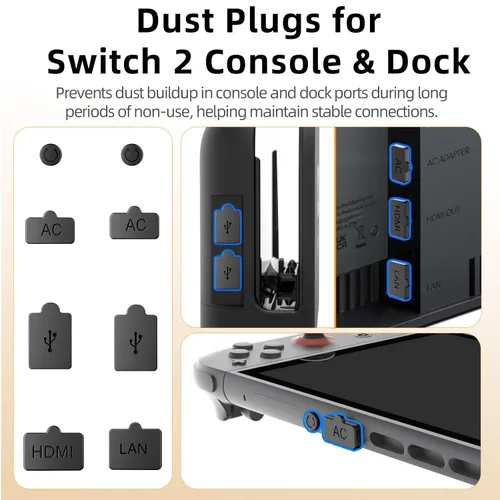Miniatura 5 de Protective Case for Switch 2, AOLION Accessories for Switch 2 with Clear Acrylic Shell, Dust Plugs, Tempered Glass Screen Protector for Switch 2 and