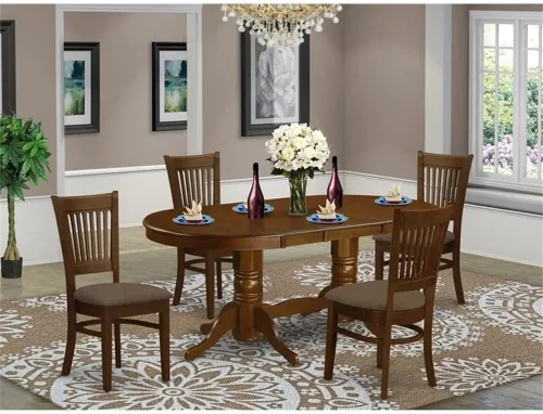 Miniatura 2 de East West Furniture VANC5-ESP-C - Juego de mesa de comedor de 5 piezas para 4 personas, incluye una mesa de cocina ovalada con hojas de mariposa y 4