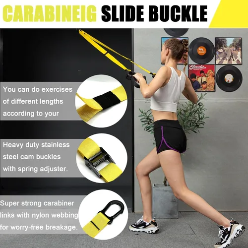 Miniatura 4 de Correas de entrenamiento de resistencia de peso corporal, kit completo de entrenamiento de gimnasio en casa para entrenamiento de cuerpo completo