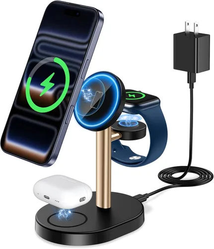 Miniatura 24 de Hevanto 25W 3 in 1 Super Fast Charging Station for Apple MagSafe Charger, Wireless Magnetic Mag-Safe Charger Stand for iPhone 17 16 15 14 13 12
