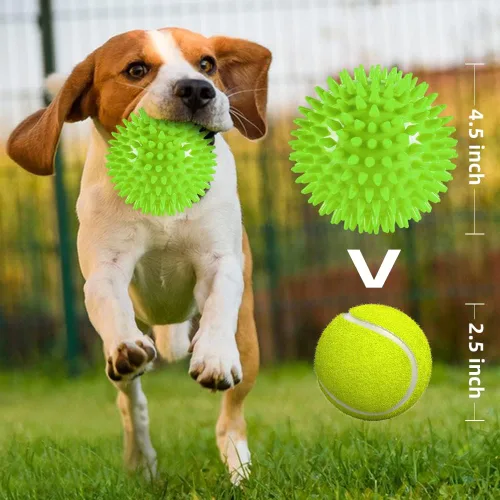Miniatura 2 de Bolas para perros de 11.4 cm resistentes y chillonas para perros medianos y grandes, paquete de 4, juguetes para perros indestructibles