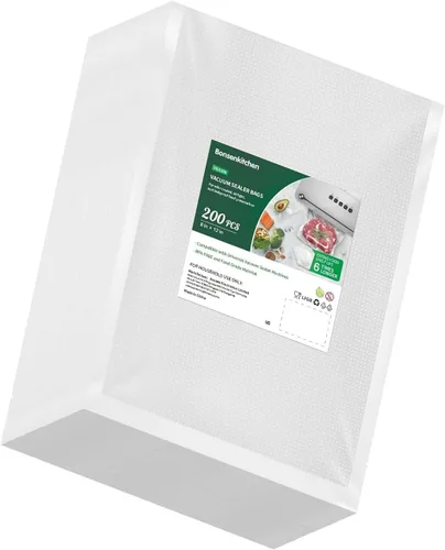 Bonsenkitchen Bolsas selladoras al vacío, 200 unidades de 8 pulgadas de ancho x 12 pulgadas de alto, sin BPA, grado comercial, bolsas gruesas en