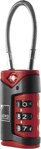 Miniatura 4 de Lewis N. Clark Candado de equipaje aprobado por la TSA + cable de acero para maleta, mochila, bolsa para laptop + bolso, perfecto para aeropuerto