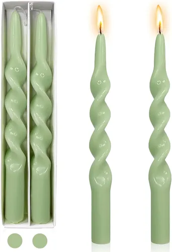 Miniatura 40 de Pink Candlesticks - Juego de 2 velas cónicas en espiral, sin perfume, de 10 pulgadas de largo, velas cónicas sin perfume para decoración del hogar