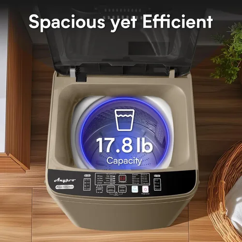 Miniatura 5 de Anypro - Lavadora portátil de 17.8LBS, lavadora y secadora compacta con 10 programas y 8 niveles de agua, ideal para apartamento, RV, dormitorio