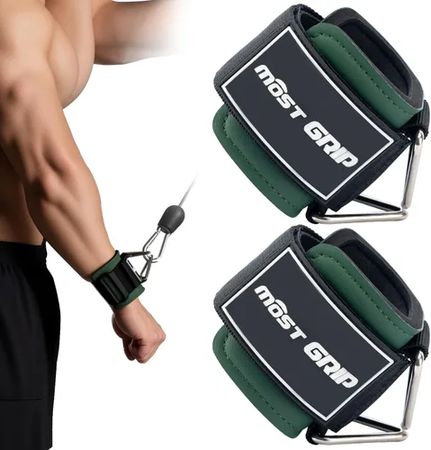 Miniatura 7 de Muñequeras con anillo en D, muñequeras para levantamiento de pesas con acolchado de neopreno, correas de muñeca para máquinas de cable Negro
