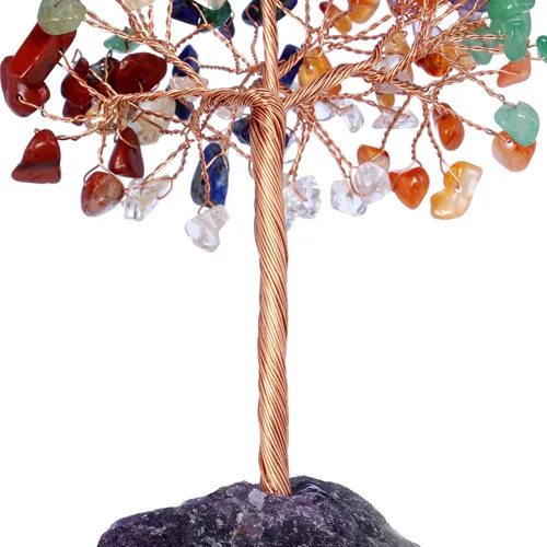 Miniatura 7 de Jovivi Árbol de cristal natural de 7 chakras, cristales curativos crudos, base de fluorita, árbol de dinero bonsái para el hogar, oficina