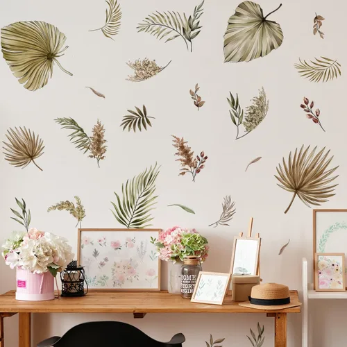 Miniatura 8 de Calcomanías de Pared de Cactus Boho Calcomanías de Pared de Sol Boho Plantas Tropicales de Cactus Verdes con Pájaros Calcomanías de Pared para Sala