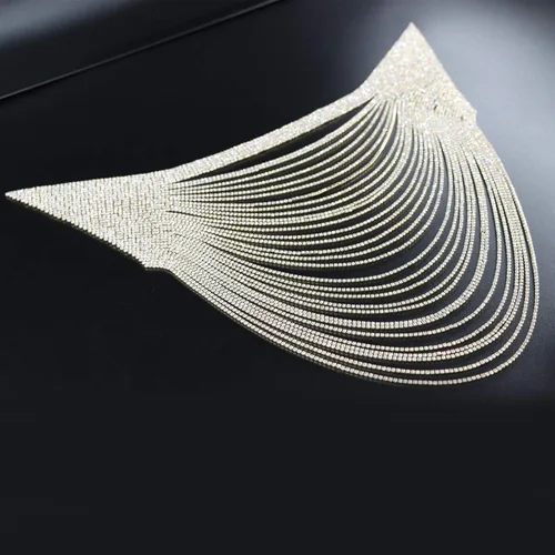 Miniatura 2 de Jerler Apliques de diamantes de imitación dorados, elegantes parches de diamantes de imitación de cristal para coser en vestido de novia, ideal