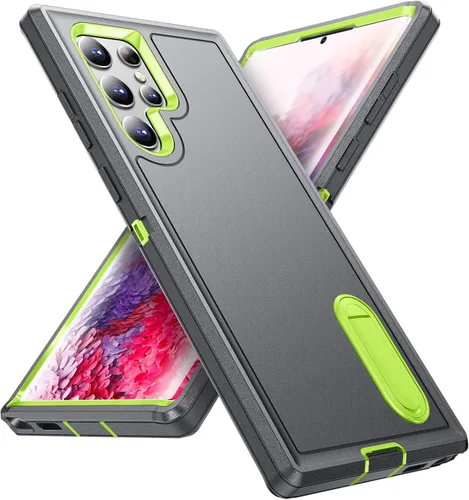 Miniatura 10 de Funda para Samsung Galaxy S22 Ultra con función atril, 3 capas de grado militar, funda protectora de silicona resistente a prueba de golpes
