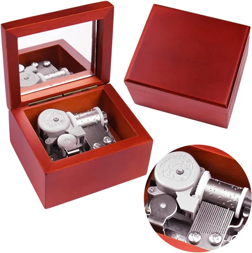 Miniatura 8 de Sinzyo Caja de Música de Madera Tallada de Cuerda Caja Musical Regalo para Navidad, Cumpleaños, Día de San Valentín