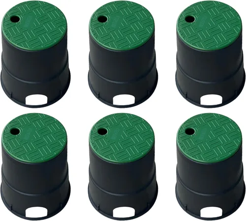 Miniatura 9 de 12 juegos de cajas de válvulas de PP duraderas antideslizantes circulares de 6 pulgadas para aspersores, caja de riego redonda de plástico con tapa