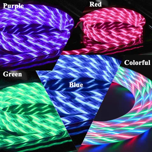 Miniatura 5 de Paquete de 2 cables de carga LED USB C, cable de carga tipo C, cargador USB C rápido compatible con Samsung Galaxy S21 S20 S10 S9 S8 Note 20, LG V30