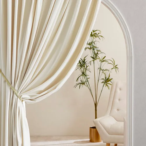 Miniatura 8 de Pony Dance Cortinas de terciopelo blanco de lana, suaves, clásicas, sólidas, aisladas térmicas, para sala de estar, protección de privacidad, lana