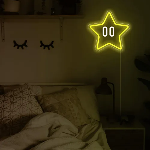 Miniatura 4 de Letrero de Neón con Forma de Estrella, Luz LED de Neón para Juegos para Decoración de Pared de Dormitorio Infantil, Decoración de Sala