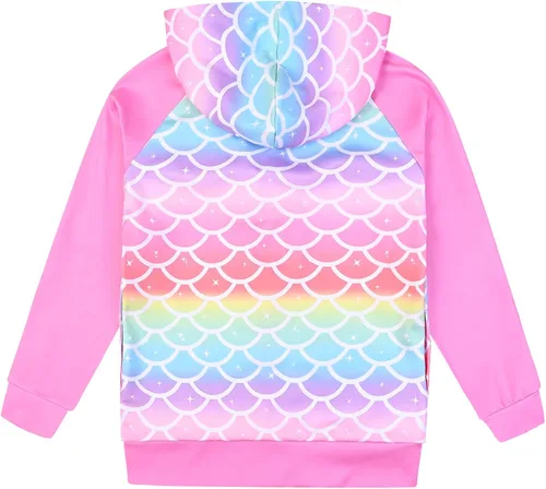 Miniatura 2 de Jxstar Sudadera raglán con capucha y cremallera para niñas con bolsillos