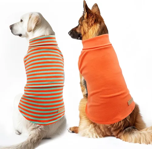 Miniatura 20 de KYEESE Paquete de 2 suéteres para perro, sudadera elástica para perros, ropa suave para mascotas, abrigos cálidos para perros, cuello alto, suéteres