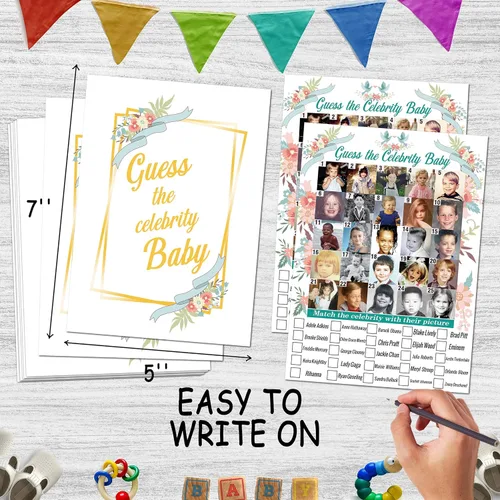 Miniatura 4 de Baby Shower Games - Juego de adivinanzas para bebés de celebridades para 40 invitados