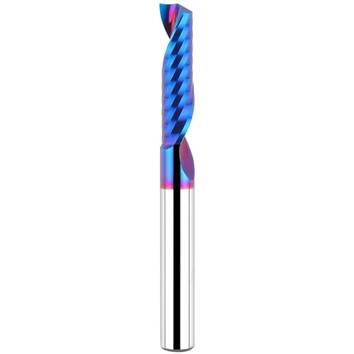 EANOSIC Fresadora de carburo sólido de una sola flauta 1/4” de vástago, broca de fresadora CNC en espiral de corte ascendente para aluminio,