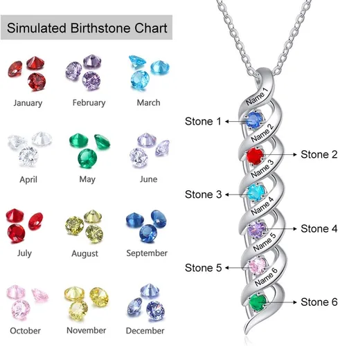 Miniatura 16 de Gemszoo Personalized Twisted Name Necklace with Simulated Birthstones Mother Daughter Pendant Gifts for Women Mom Grandma