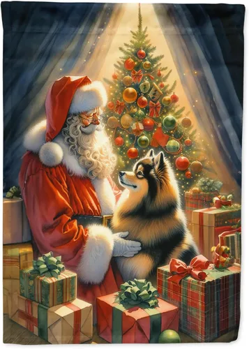 Miniatura 124 de Caroline's Treasures DAC4159CHF - Bandera de casa de Husky siberiano y Papá Noel para porche, grande, para colgar en la pared, poliéster