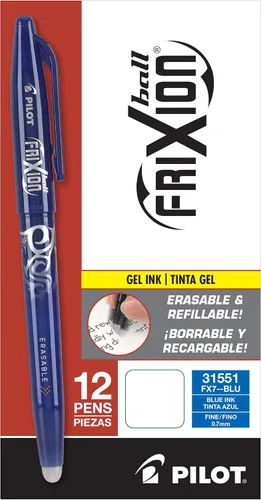 Miniatura 10 de PILOT FriXion Ball - Bolígrafos de tinta de gel borrables y recargables, punta fina, tinta color negro, paquete de 12 unidades (31550)