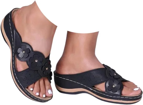 Miniatura 16 de Chanclas para mujer 2026, soporte de arco de flores, sandalias ortopédicas sin cordones con puntera abierta, bucle ajustable, sandalias de cuña