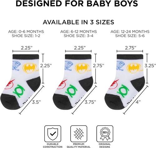 Miniatura 30 de ABG Accessories Paquete de 10 calcetines para bebés de 0 a 24 meses Minnie, Mickey Mouse, Baby Shark, Liga de la Justicia