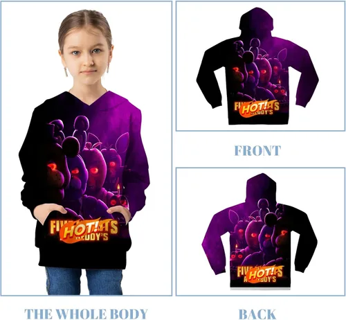 Miniatura 3 de Jrkernbo Sudadera unisex con estampado 3D de anime, sudadera con capucha y bolsillos para niños y niñas