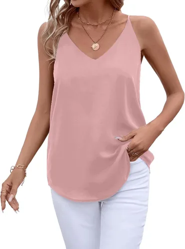 Miniatura 26 de Camiseta de chifón con tirantes delgados ajustables y cuello en V