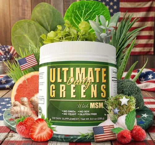 Miniatura 2 de Daily Health, Ultimate Greens con MSM en polvo, ingredientes naturales veganos sin gluten, soja, sin OMG, superalimento, bebida nutricional vegetal