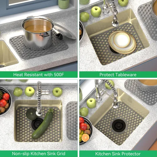 Miniatura 4 de TOOVEM - Tapete protector para fregadero de cocina, rejilla protectora de fregadero de 13.58 x 11.6 pulgadas, forro antideslizante resistente al
