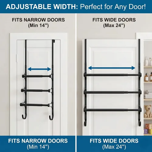 Miniatura 4 de CANYAVE Toallero para colocar sobre la puerta, toallero para puerta de baño, soporte triple para almacenamiento de toallas con ganchos (negro mate)