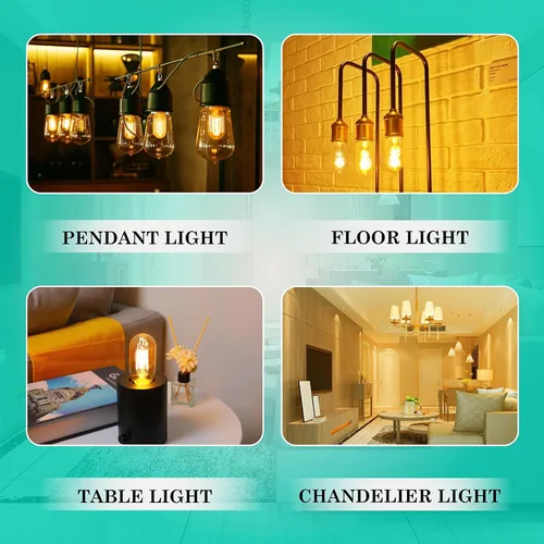 Miniatura 8 de AMDTU Bombillas LED Edison de 40 vatios equivalentes a 40 W, regulables, filamento recto, bombilla vintage E26 de 4 W, bombillas tubulares de vidrio