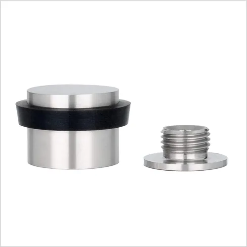 Topes de puerta EVI | Tope de puerta de acero inoxidable - Cierre de tornillo - Protector de goma negro - Tope de puerta de 0.94 x 0.83 pulgadas
